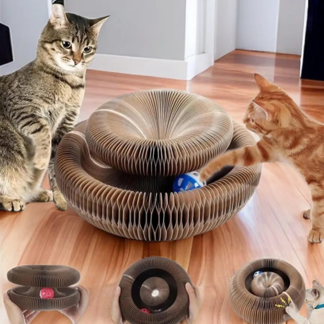 Round Corrugated Cat Scratch Board with Ball Toy