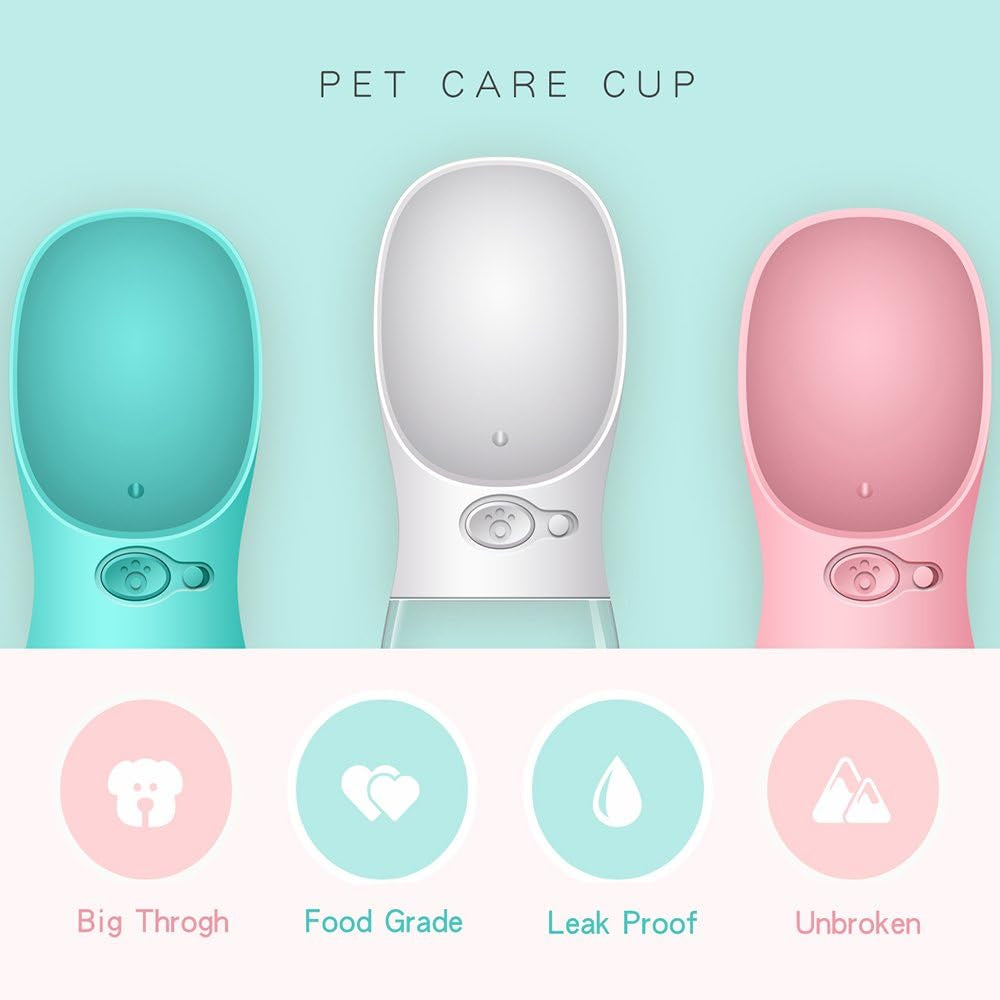 Dog Water Bottle for Walking Portable Dog Water Dispenser Pet Travel Drink Cup with Bowl -Food Grade Silicone| BPA Free | Pink