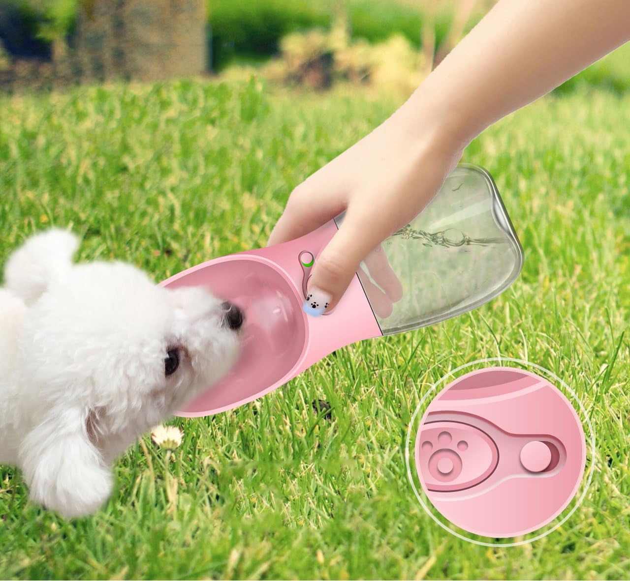 Dog Water Bottle for Walking Portable Dog Water Dispenser Pet Travel Drink Cup with Bowl -Food Grade Silicone| BPA Free | Pink