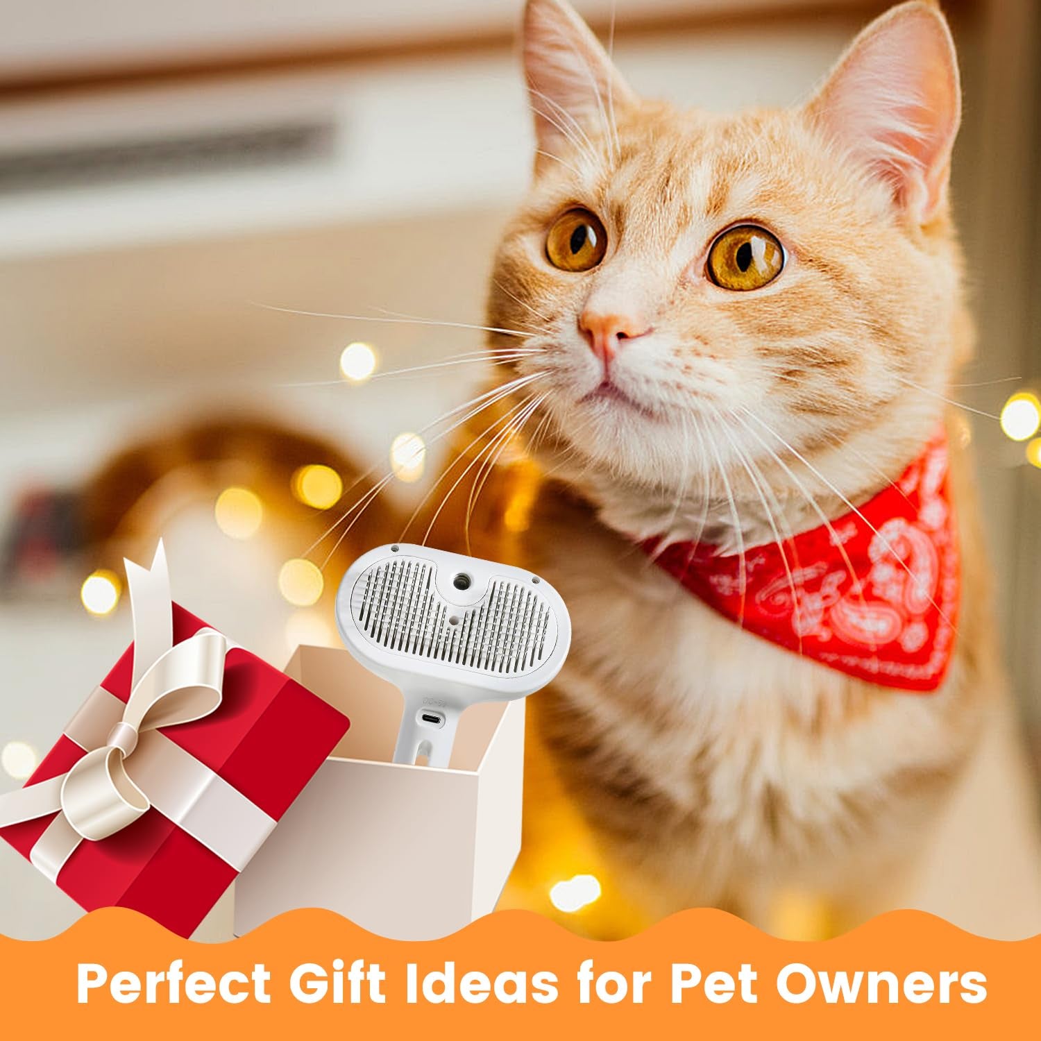 Pet Steam Brush for Indoor Cats & Dogs, Self Cleaning Cat Brush for Shedding & Grooming Supplies, Anti-Static & Anti-Flying Hair Water Mist Spray Hair Removal Comb for Long & Short Haired Animals
