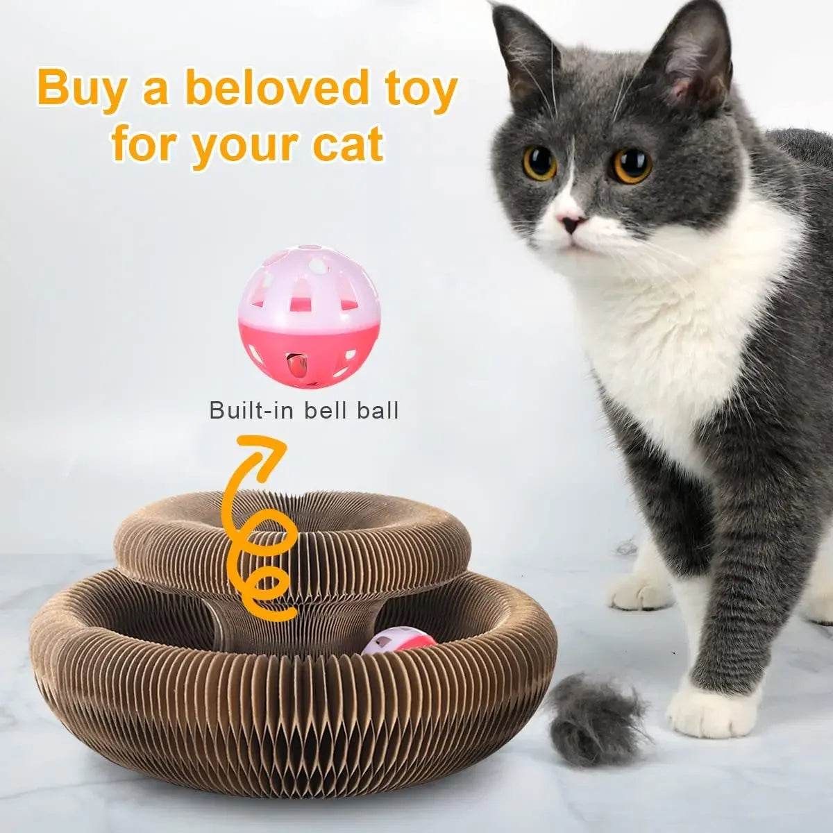 Round Corrugated Cat Scratch Board with Ball Toy