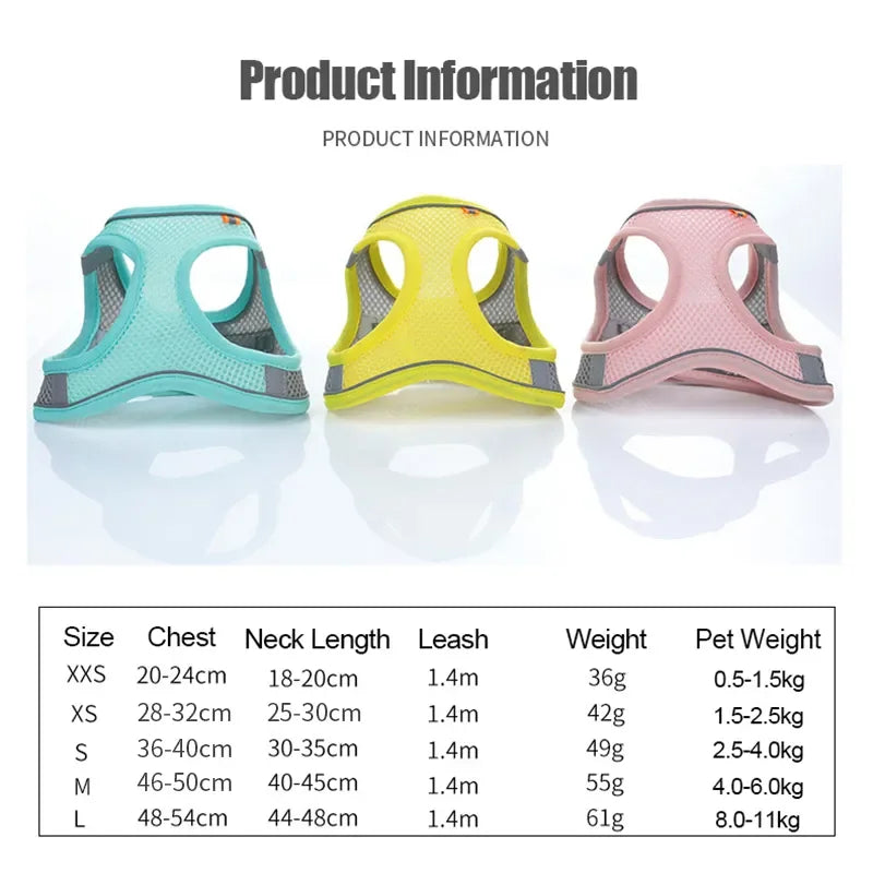 Reflective Adjustable Pet Harness – Breathable Vest for Small & Medium Dogs