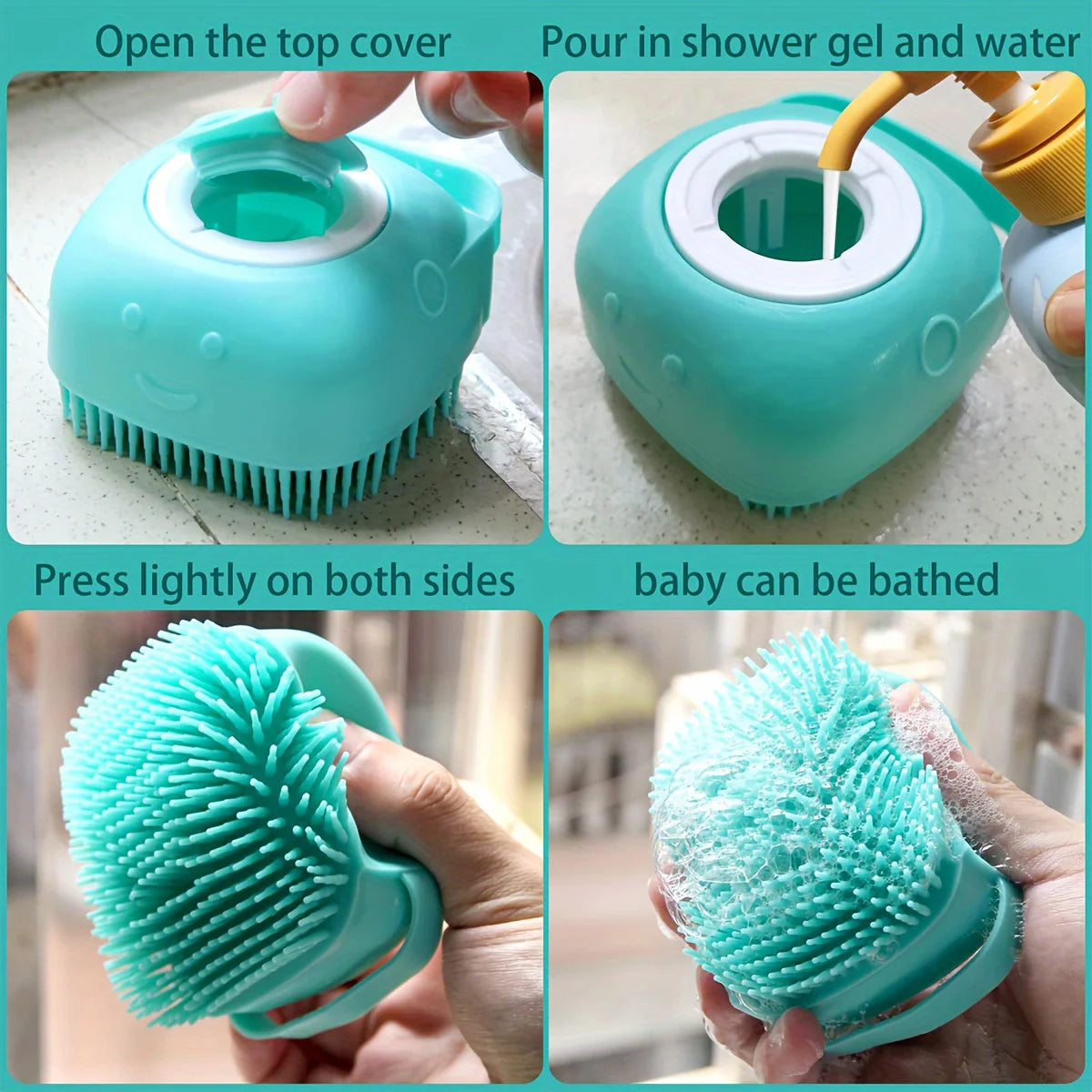 Silicone Dog Bath Brush with Shampoo Dispenser