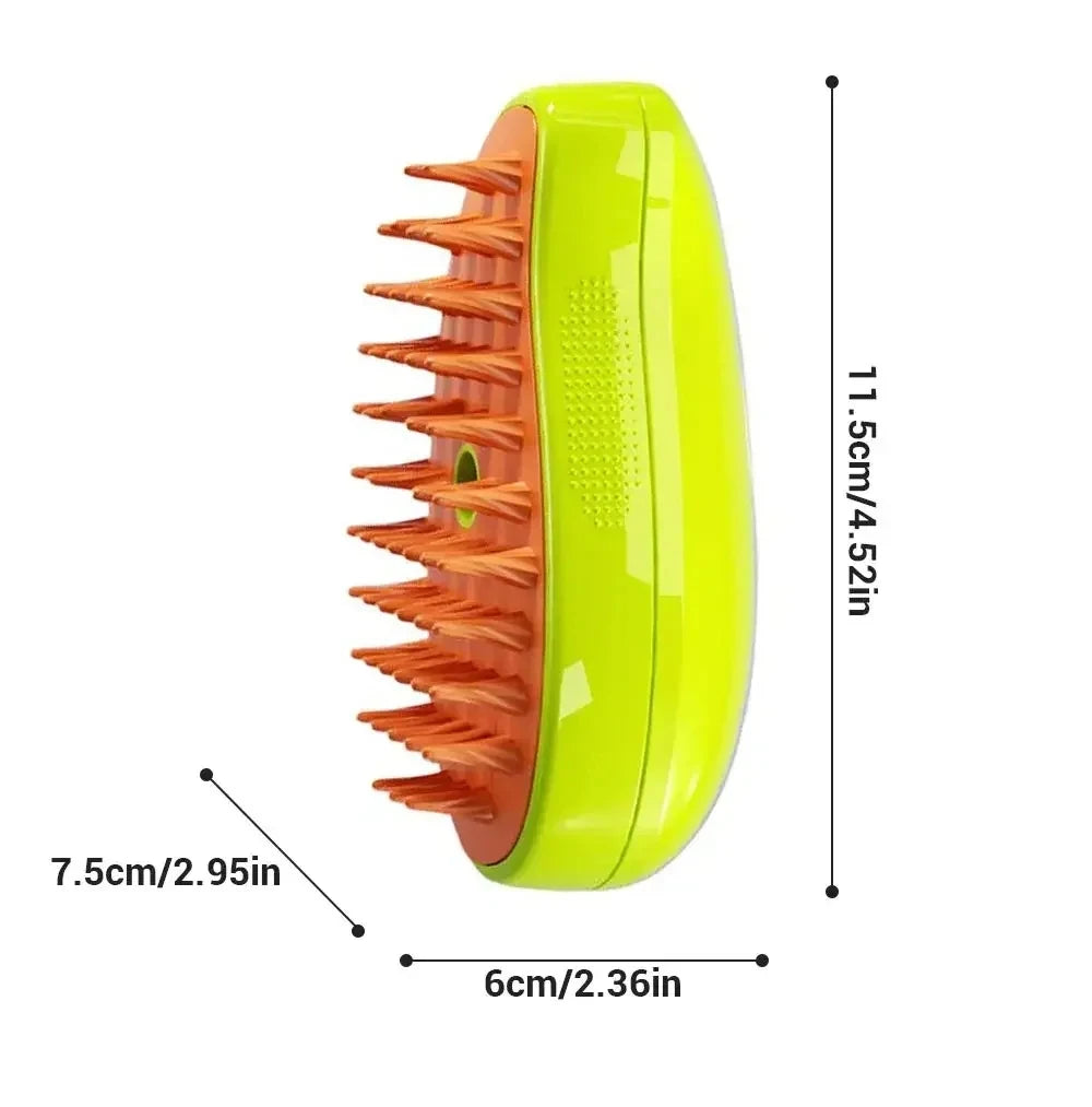 3-in-1 Electric Pet Steam Brush – Spray, Massage & Groom