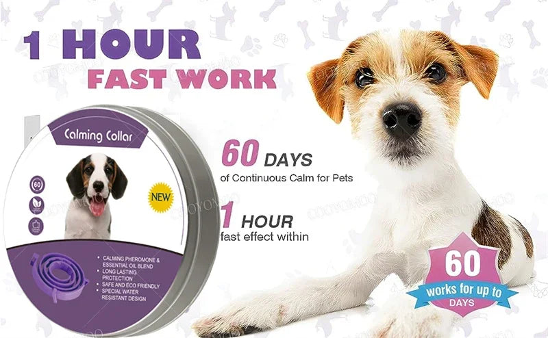 Calming Collar for Dogs & Cats | Natural Essential Oils | Anxiety & Stress Relief | Adjustable & Waterproof | 60-Day Wear