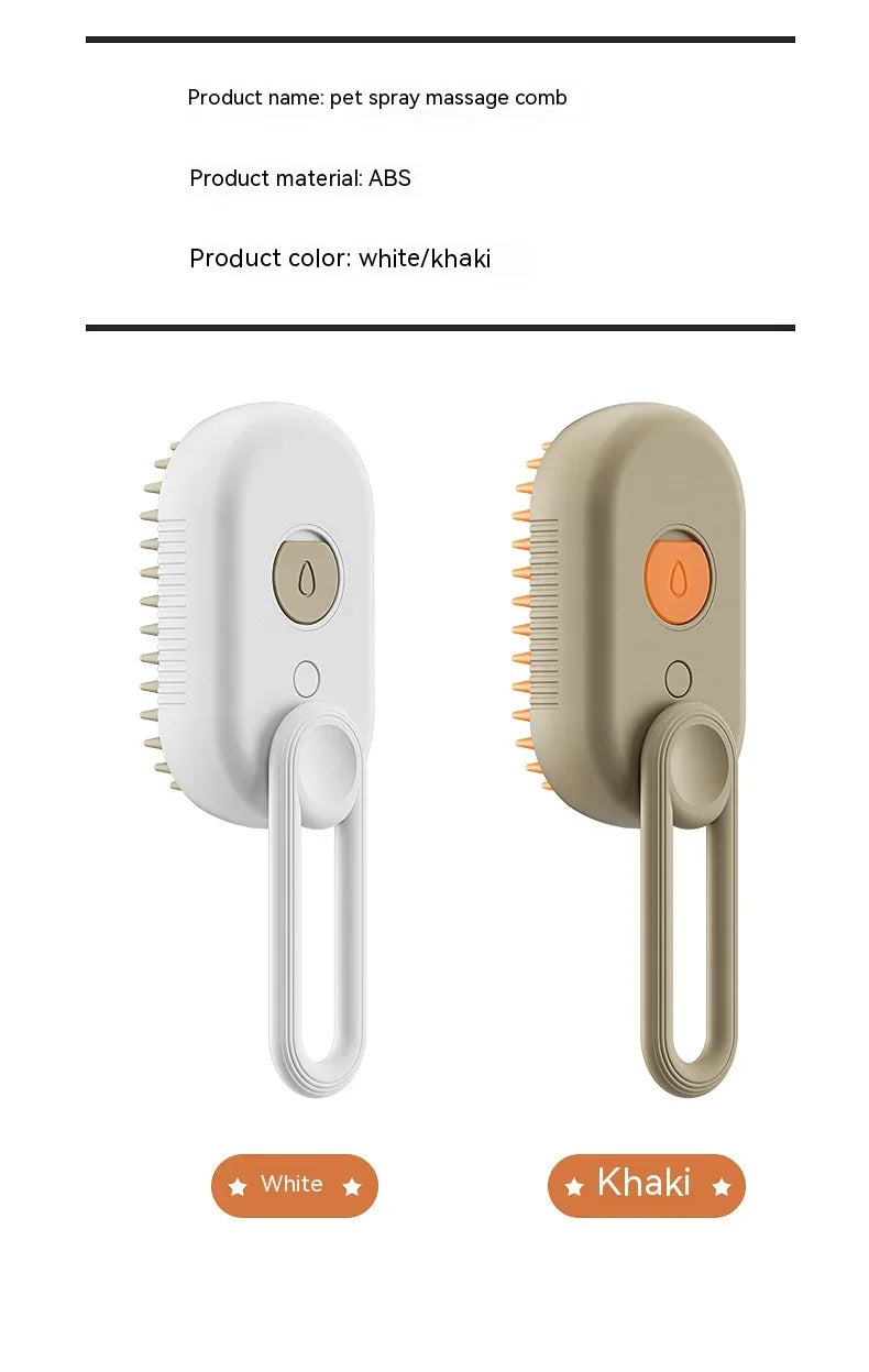 3-in-1 Electric Pet Steam Brush – Spray, Massage & Groom