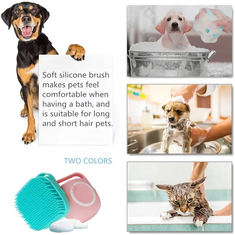Silicone Dog Bath Brush with Shampoo Dispenser