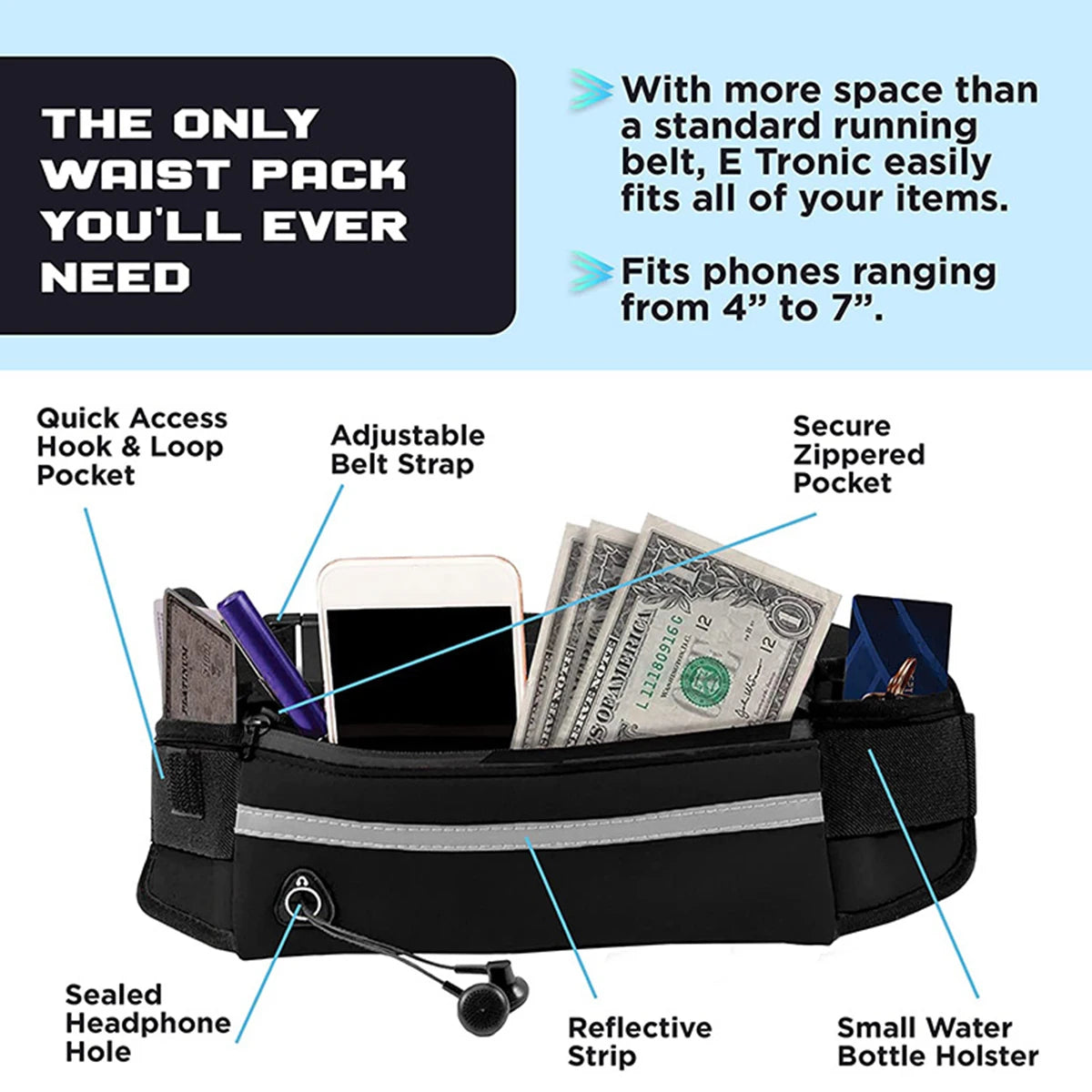 Hands-Free Dog Leash with Waist Bag – Reflective & Elastic