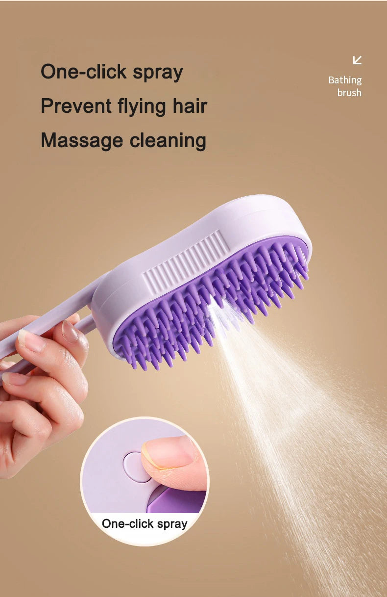 3-in-1 Electric Pet Steam Brush – Spray, Massage & Groom