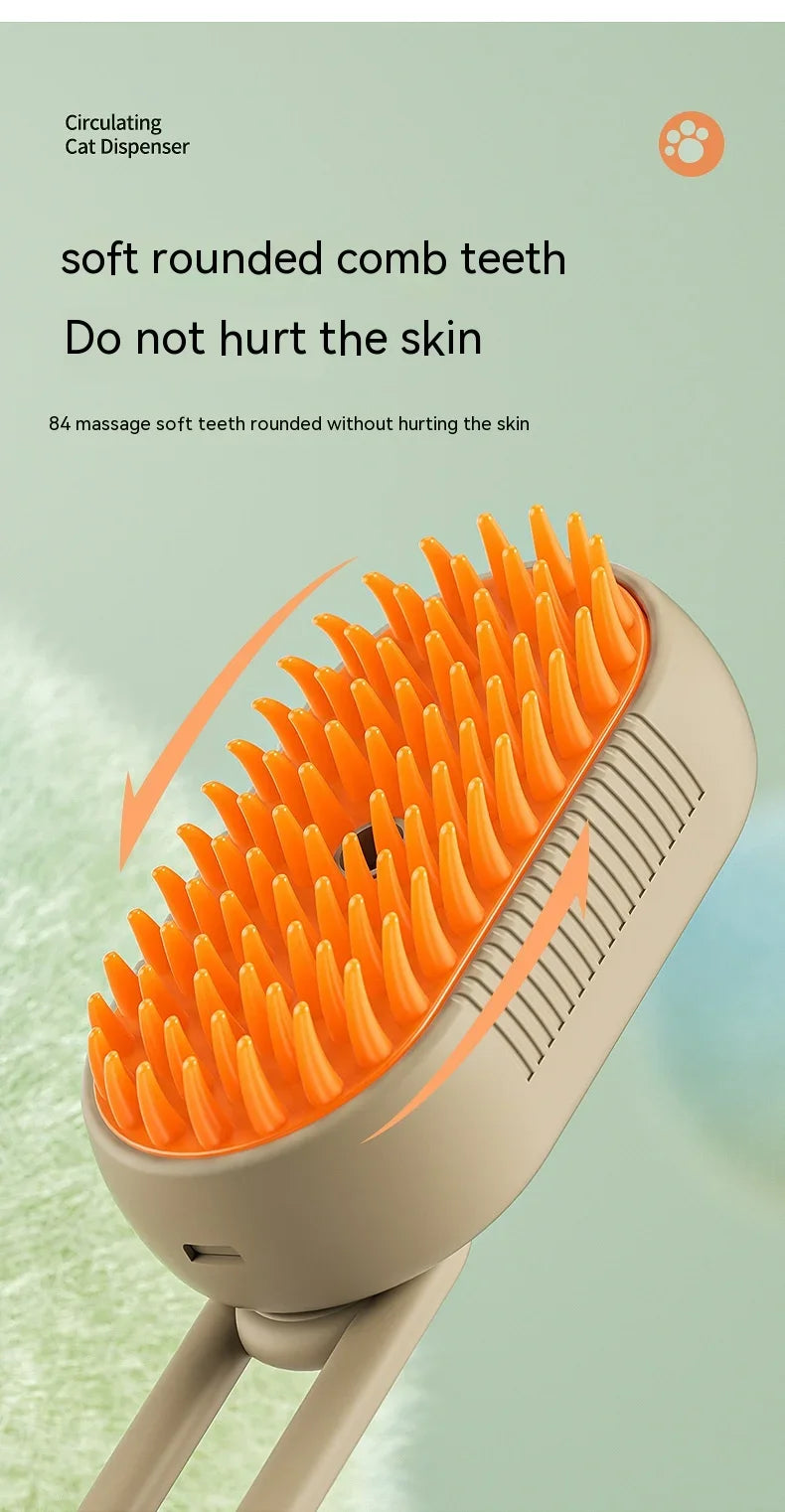 3-in-1 Electric Pet Steam Brush – Spray, Massage & Groom