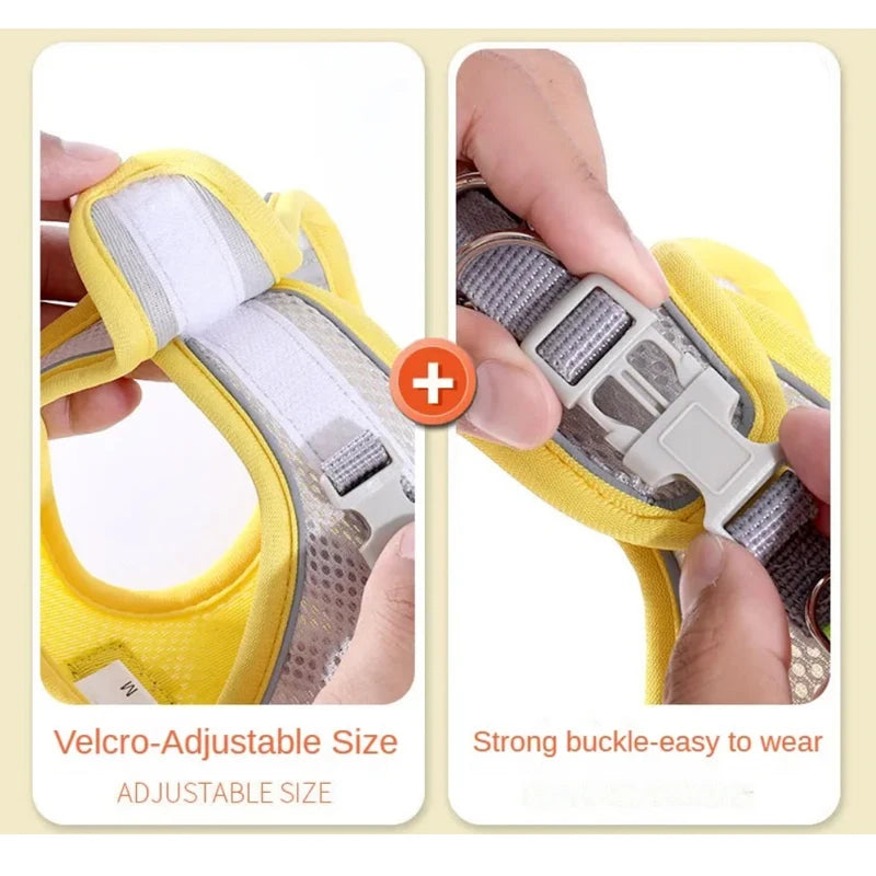 Reflective Adjustable Pet Harness – Breathable Vest for Small & Medium Dogs