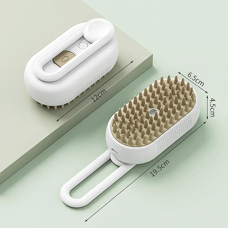3-in-1 Electric Pet Steam Brush – Spray, Massage & Groom