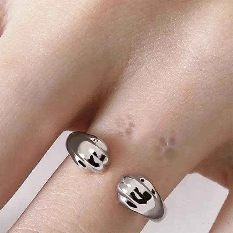 Cat Paw Print Ring – Adjustable Silver Ring for Cat Lovers