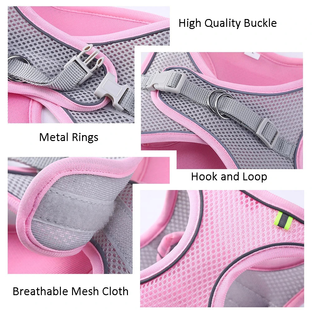 Reflective Adjustable Pet Harness – Breathable Vest for Small & Medium Dogs