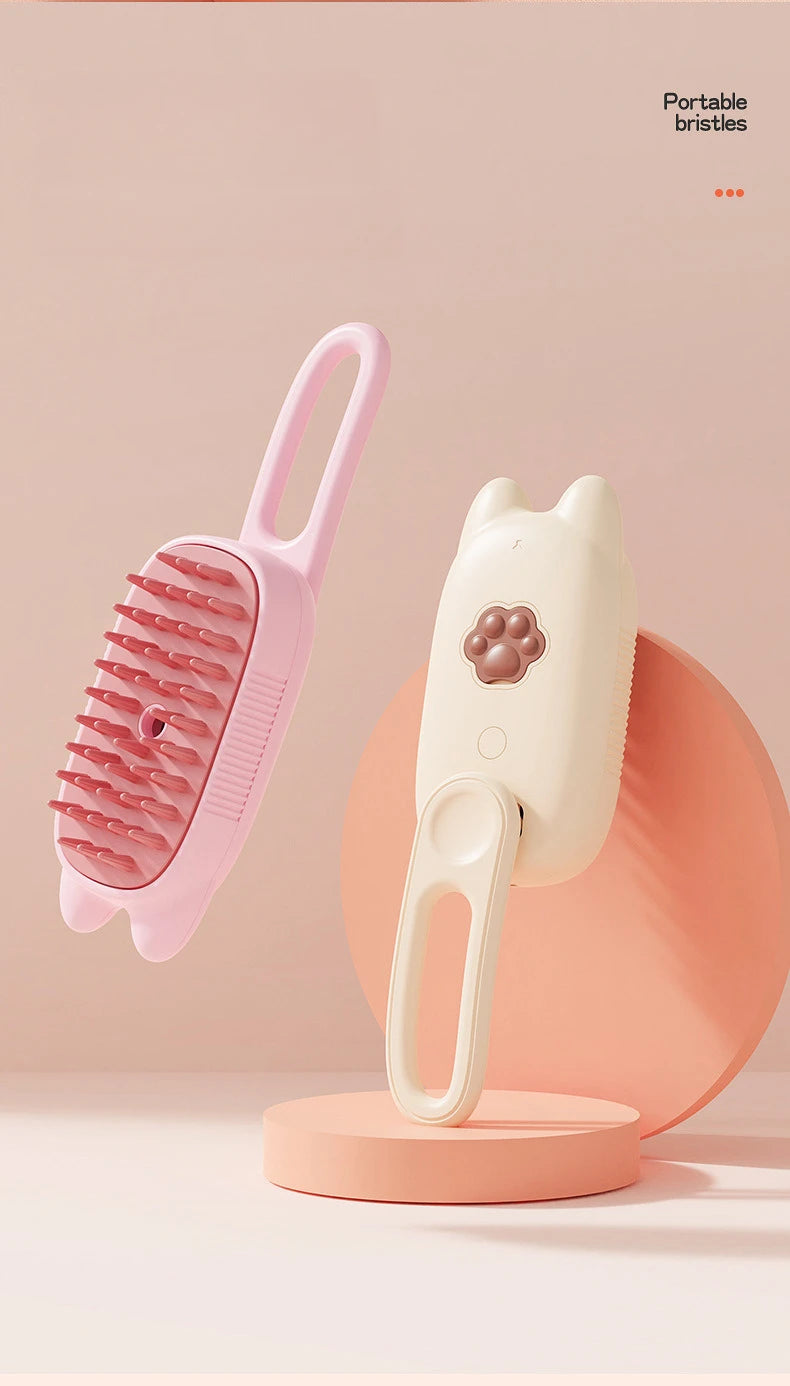 3-in-1 Electric Pet Steam Brush – Spray, Massage & Groom