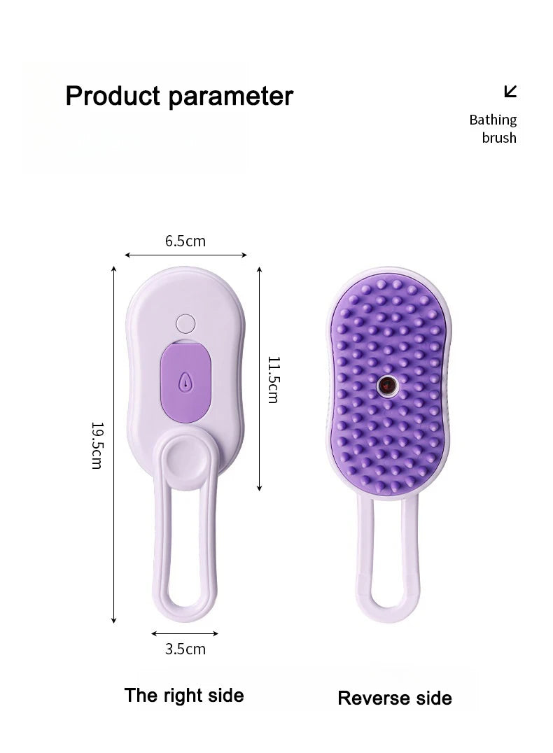 3-in-1 Electric Pet Steam Brush – Spray, Massage & Groom