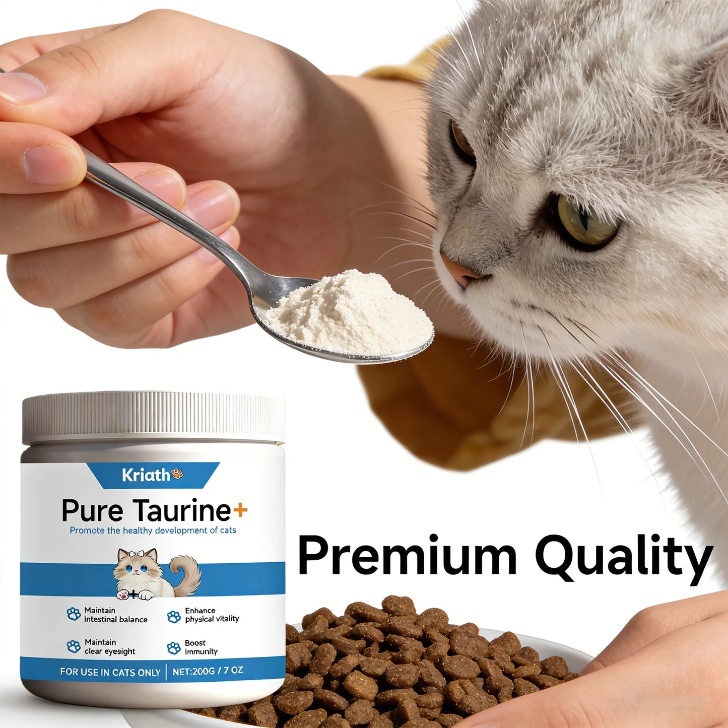 Taurine Powder for Cats | Heart & Vision Support | Daily Kitten Supplement | 200g