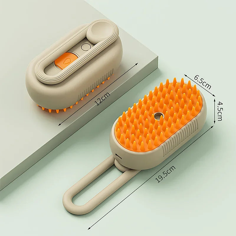 3-in-1 Electric Pet Steam Brush – Spray, Massage & Groom