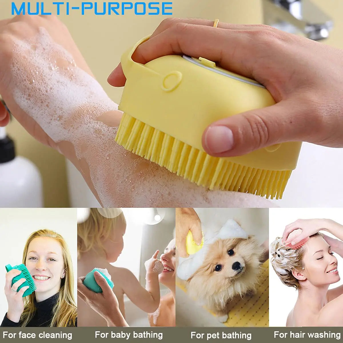 Silicone Dog Bath Brush with Shampoo Dispenser