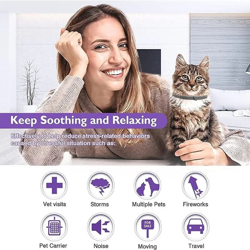 Calming Collar for Dogs & Cats | Natural Essential Oils | Anxiety & Stress Relief | Adjustable & Waterproof | 60-Day Wear