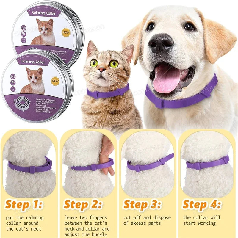 Calming Collar for Dogs & Cats | Natural Essential Oils | Anxiety & Stress Relief | Adjustable & Waterproof | 60-Day Wear