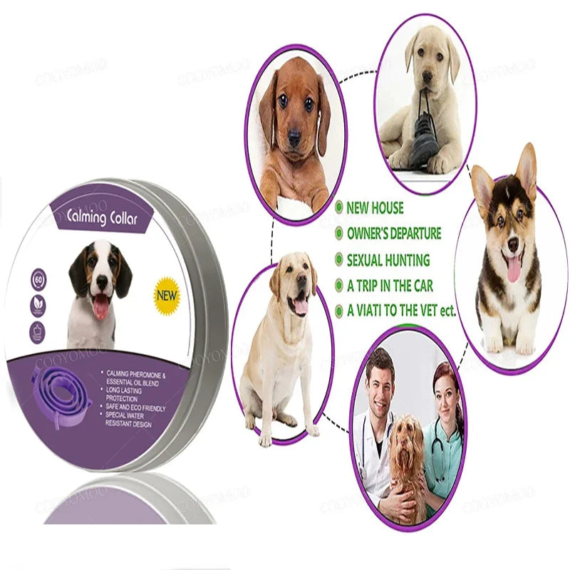 Calming Collar for Dogs & Cats | Natural Essential Oils | Anxiety & Stress Relief | Adjustable & Waterproof | 60-Day Wear