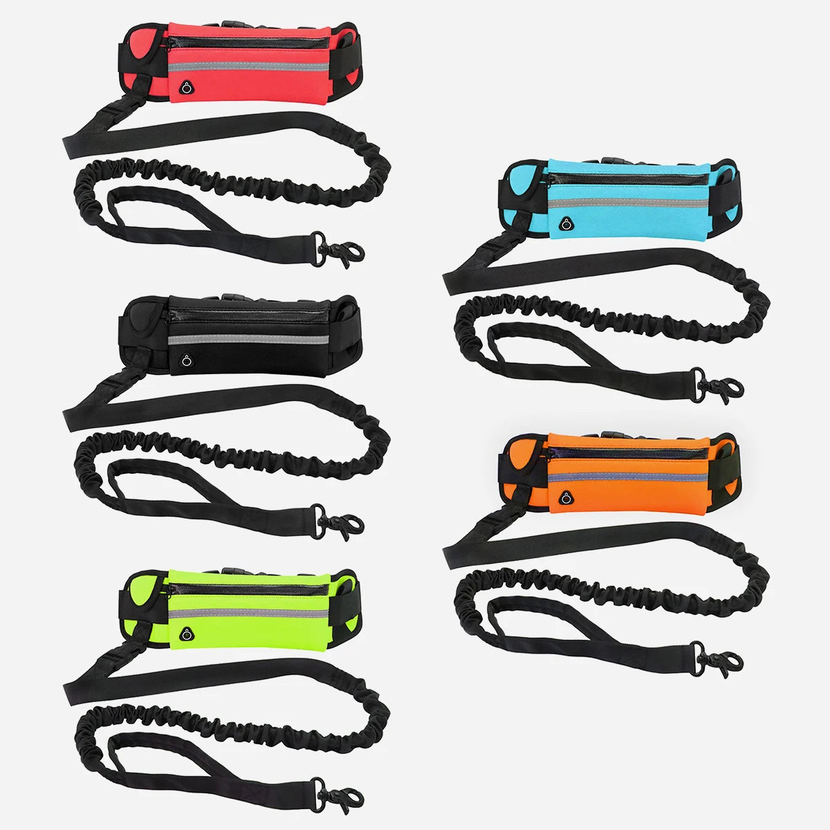 Hands-Free Dog Leash with Waist Bag – Reflective & Elastic