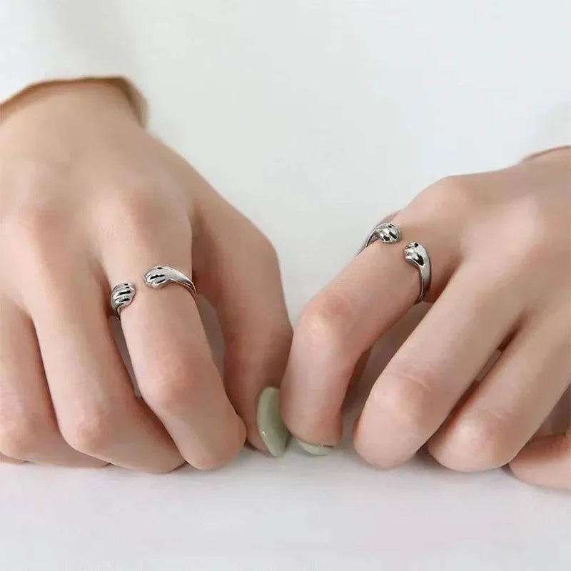 Cat Paw Print Ring – Adjustable Silver Ring for Cat Lovers