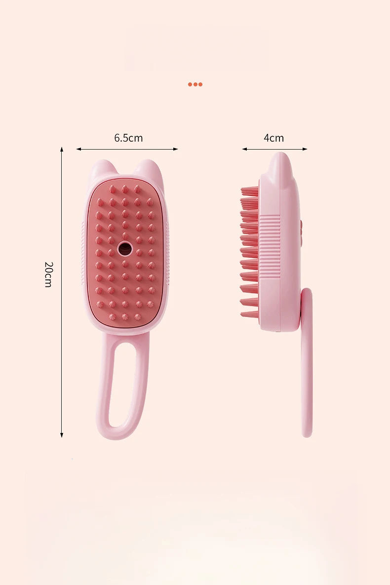 3-in-1 Electric Pet Steam Brush – Spray, Massage & Groom