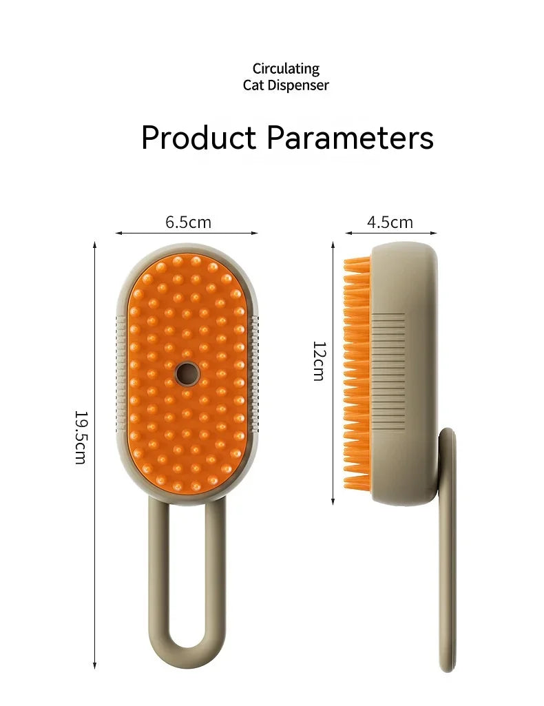 3-in-1 Electric Pet Steam Brush – Spray, Massage & Groom