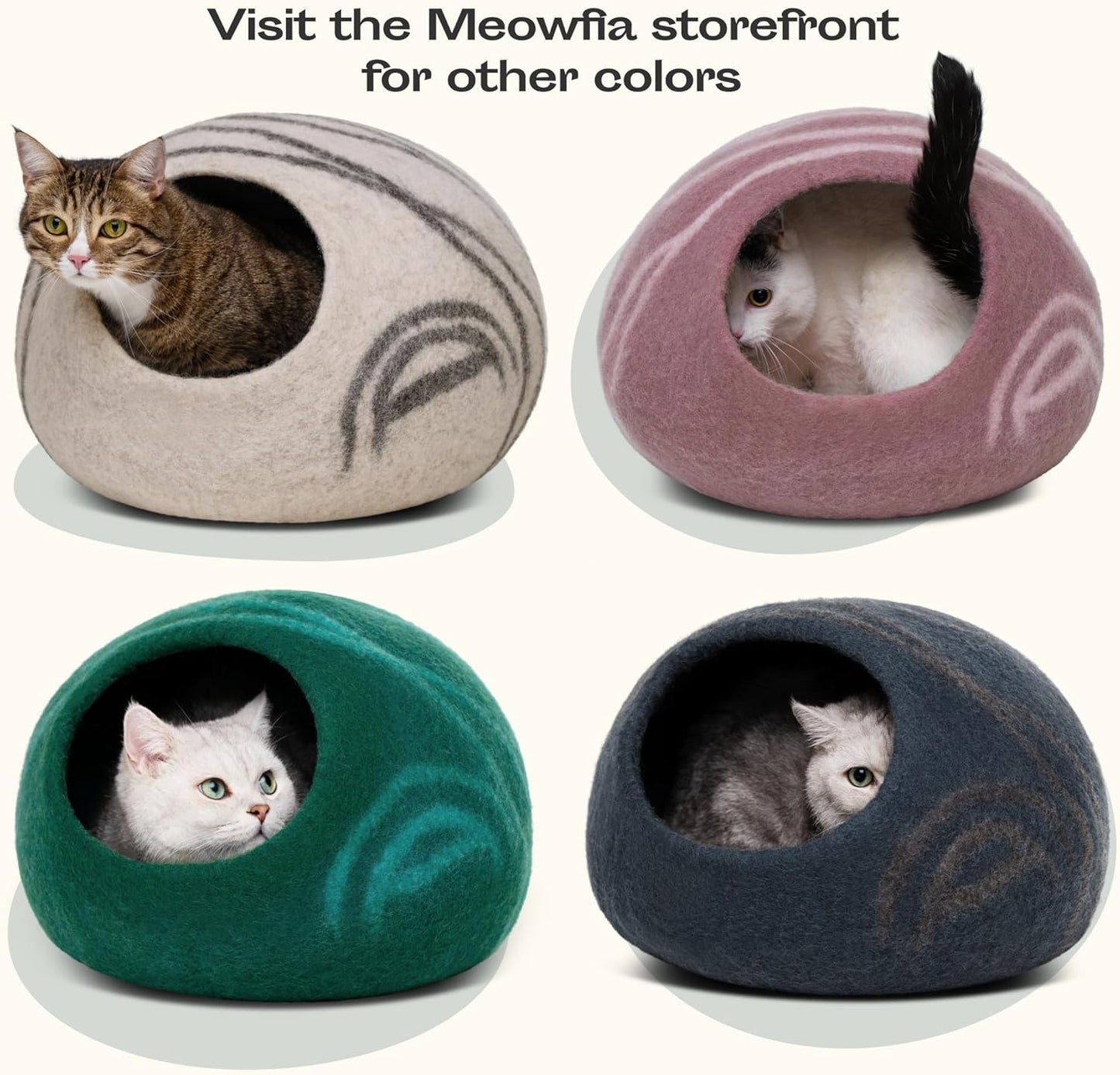 Premium Felt CAT CAVE Bed, Medium, Aquamarine