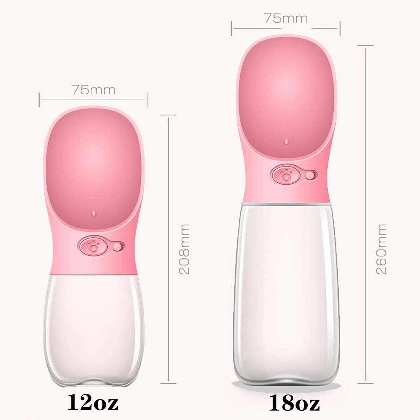 Dog Water Bottle for Walking Portable Dog Water Dispenser Pet Travel Drink Cup with Bowl -Food Grade Silicone| BPA Free | Pink
